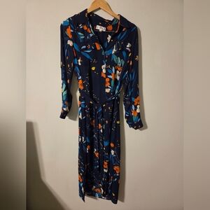 Nanette Lepore Dark Blue Floral Long Sleeve Dress